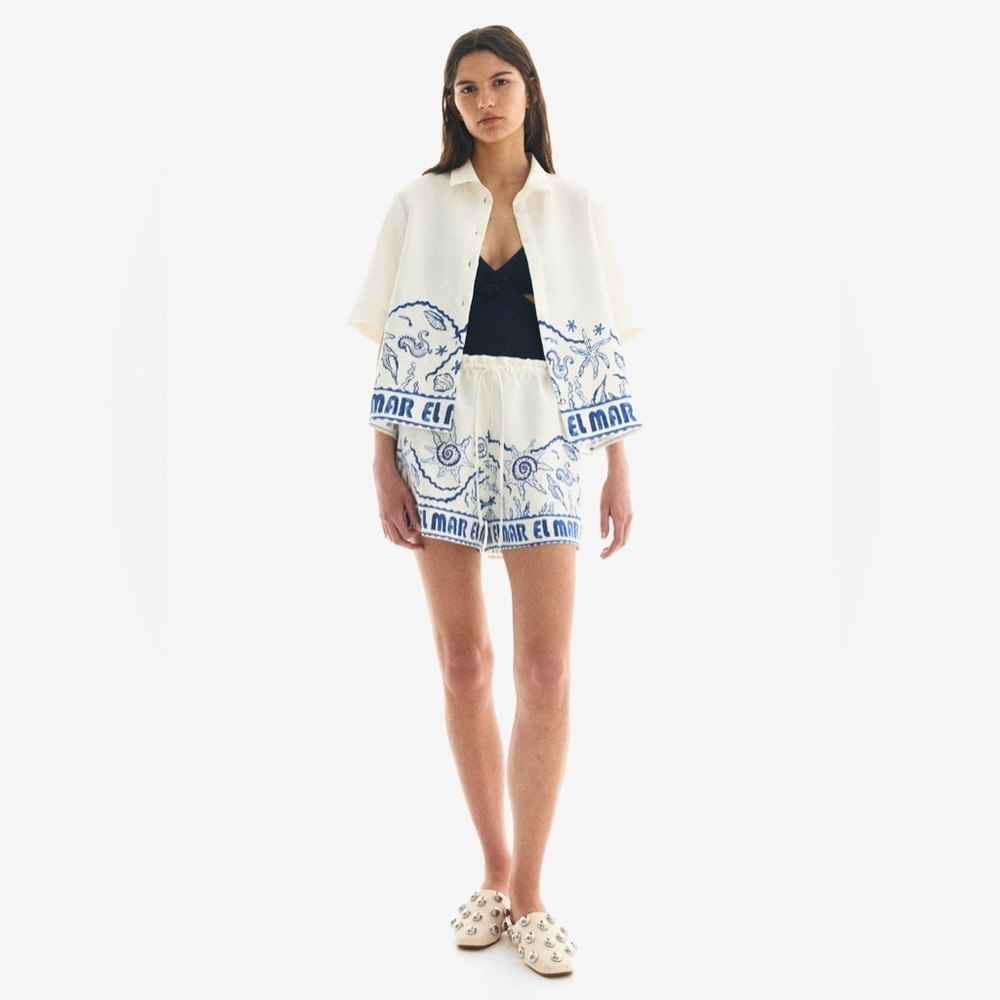 H&M PRINTED SHIRT & SHORTS SET